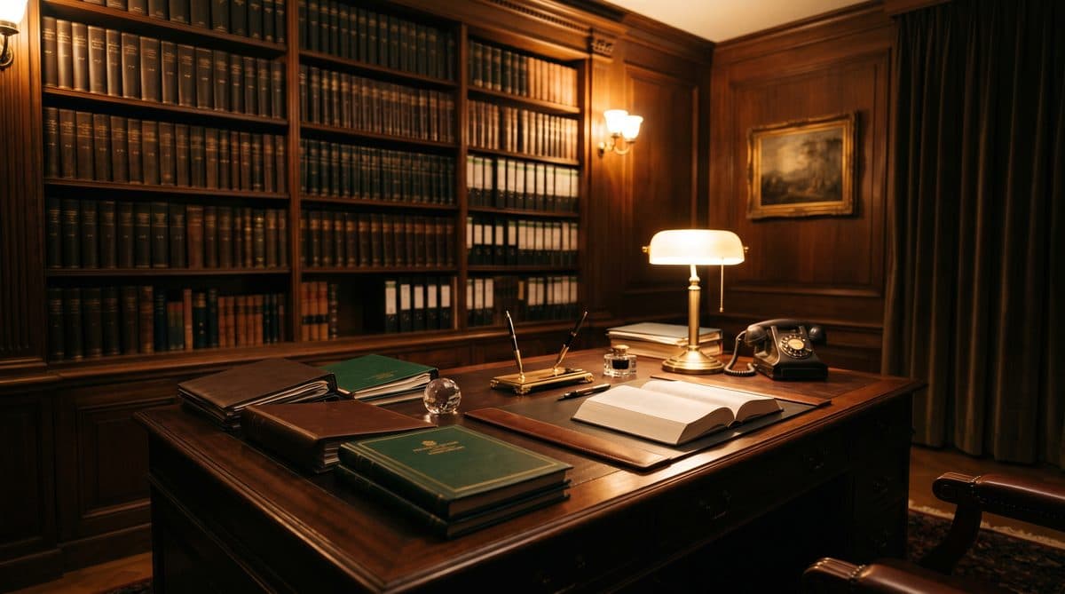 Advocatenkantoor met juridische boeken — AI-telefoniste voor advocaten
