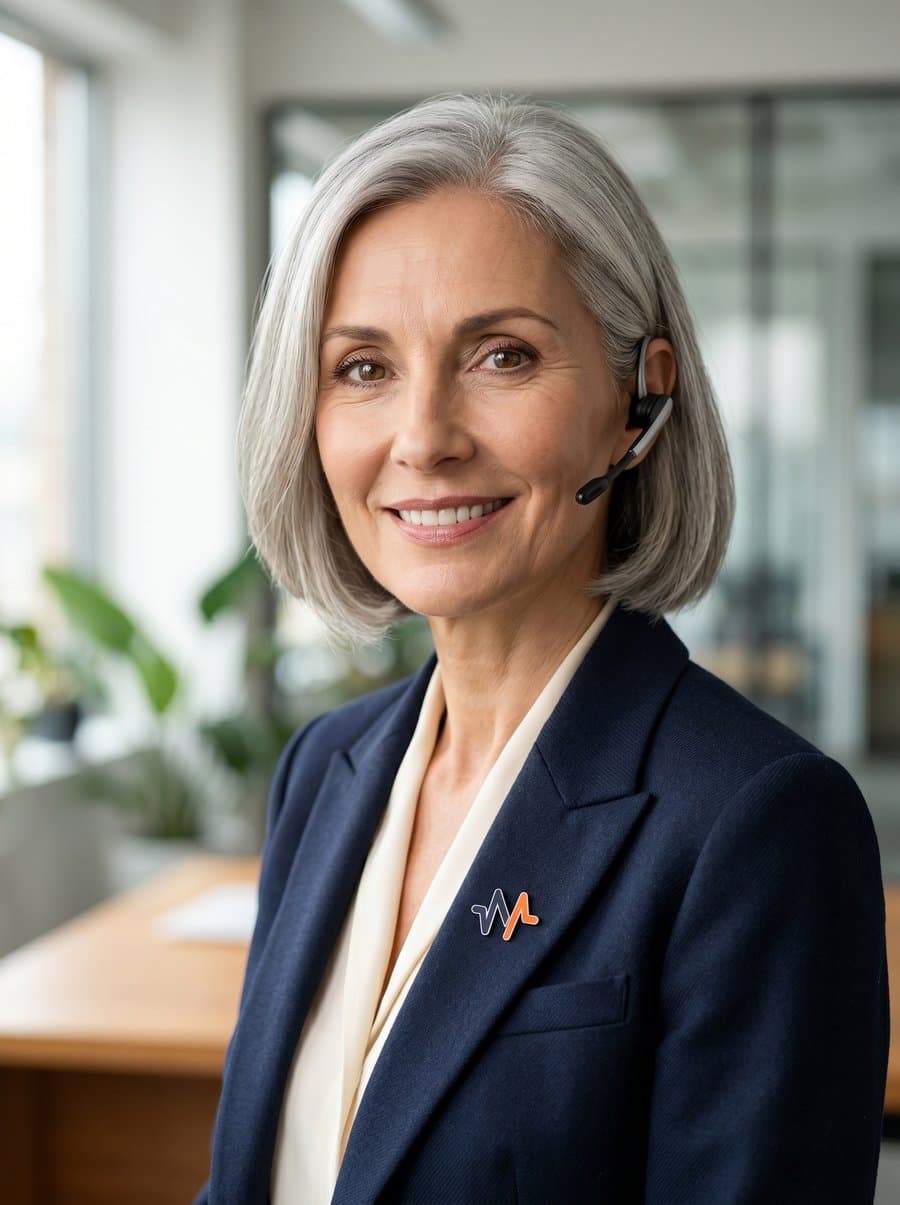 NeemtOp AI-telefoonassistent — professionele vrouw met headset